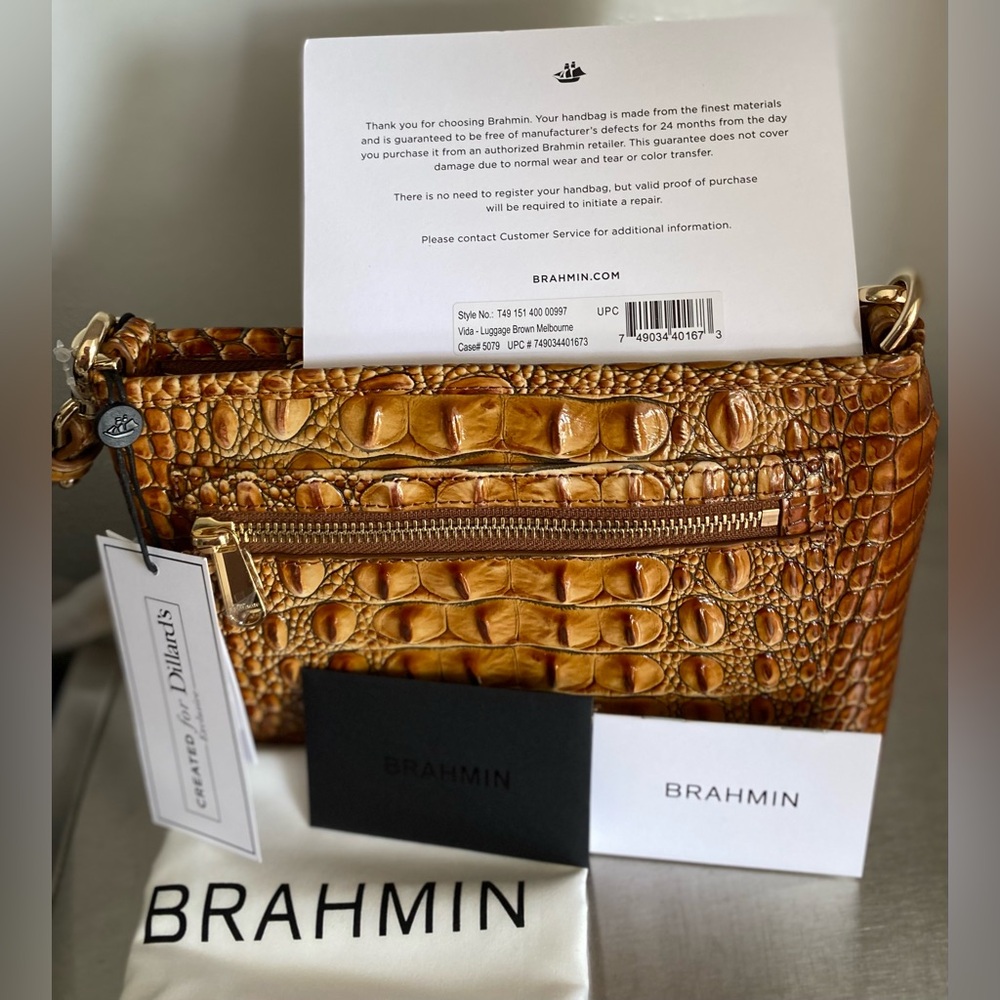 BRAHMIN…CROCODILE EMBOSSED CROSSBODY HANDBAG - Picture 5 of 15